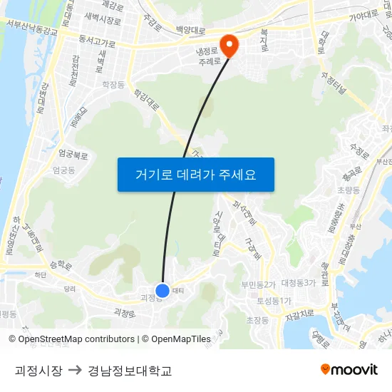 괴정시장 to 경남정보대학교 map