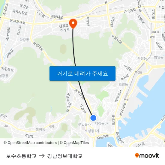 보수초등학교 to 경남정보대학교 map