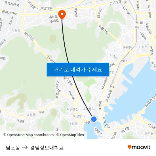 남포동 to 경남정보대학교 map