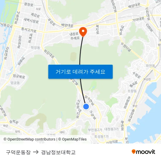 구덕운동장 to 경남정보대학교 map