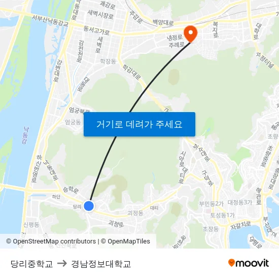 당리중학교 to 경남정보대학교 map