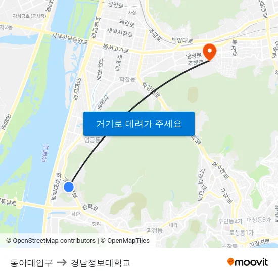동아대입구 to 경남정보대학교 map