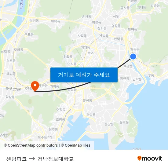 센텀파크 to 경남정보대학교 map