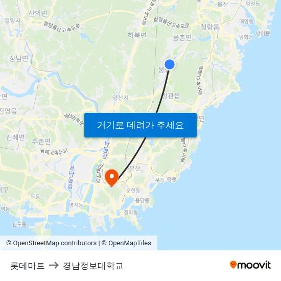 롯데마트 to 경남정보대학교 map
