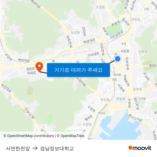 서면한전앞 to 경남정보대학교 map