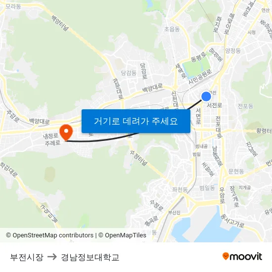부전시장 to 경남정보대학교 map