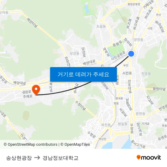 송상현광장 to 경남정보대학교 map