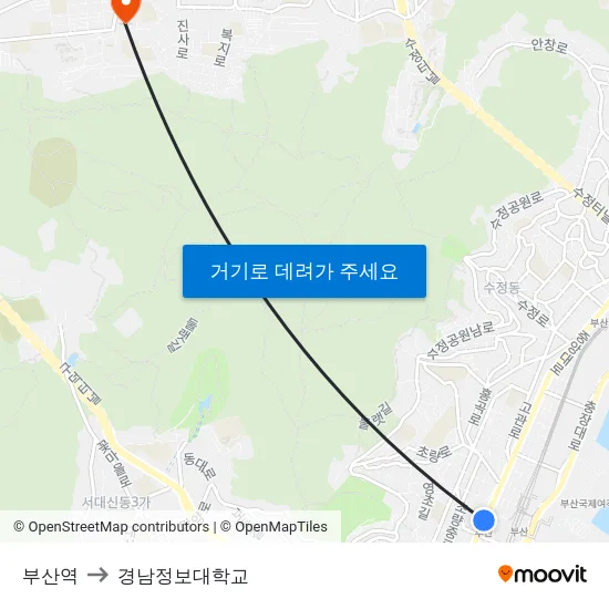 부산역 to 경남정보대학교 map