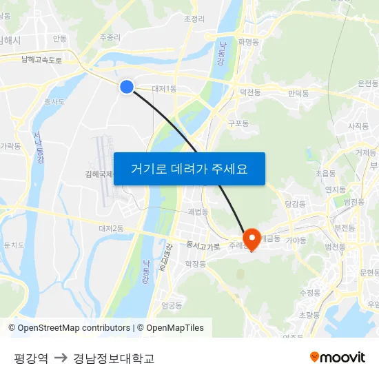 평강역 to 경남정보대학교 map