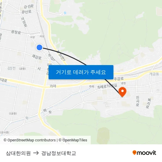 삼대한의원 to 경남정보대학교 map