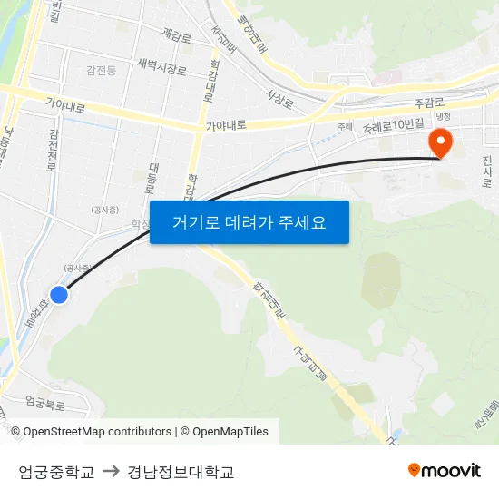 엄궁중학교 to 경남정보대학교 map