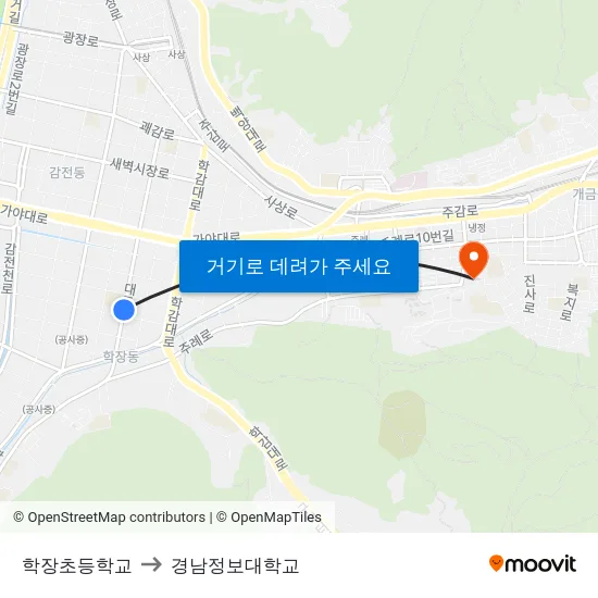 학장초등학교 to 경남정보대학교 map