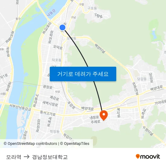 모라역 to 경남정보대학교 map