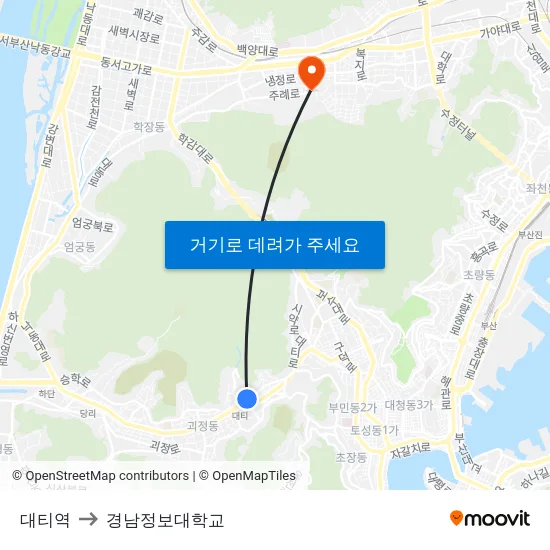 대티역 to 경남정보대학교 map