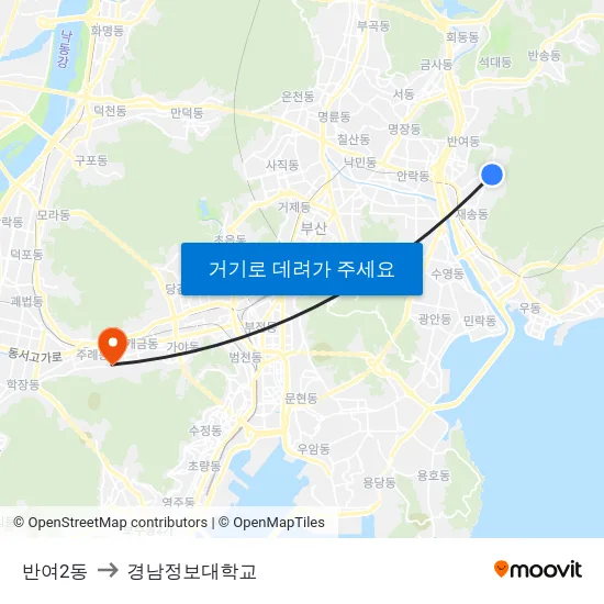 반여2동 to 경남정보대학교 map