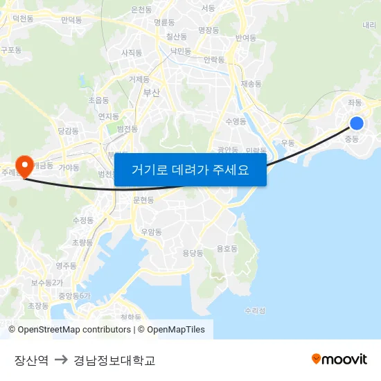 장산역 to 경남정보대학교 map