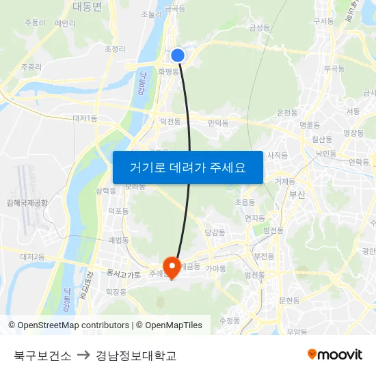 북구보건소 to 경남정보대학교 map