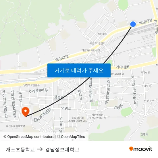 개포초등학교 to 경남정보대학교 map