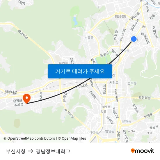 부산시청 to 경남정보대학교 map