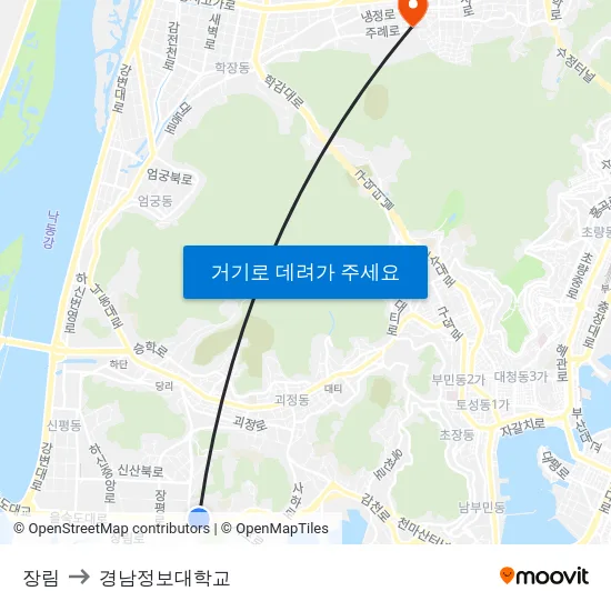장림 to 경남정보대학교 map