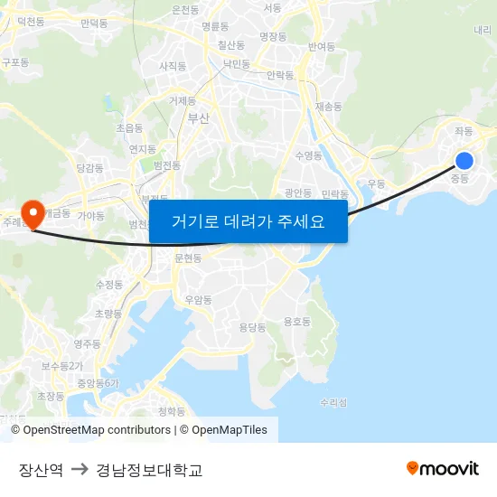 장산역 to 경남정보대학교 map
