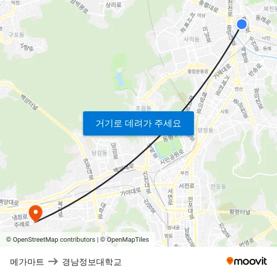 메가마트 to 경남정보대학교 map
