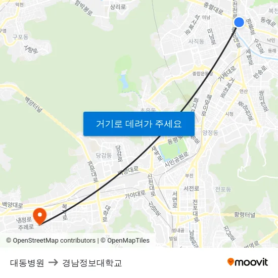 대동병원 to 경남정보대학교 map