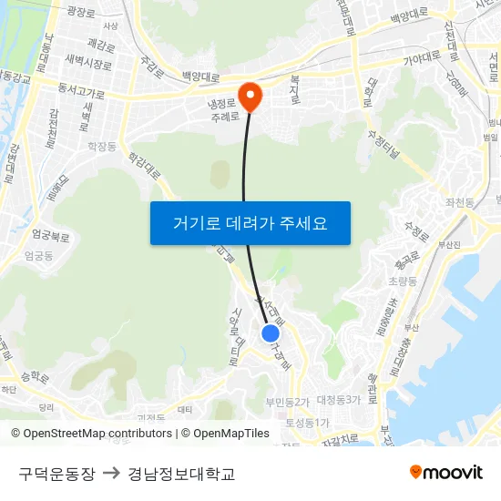 구덕운동장 to 경남정보대학교 map