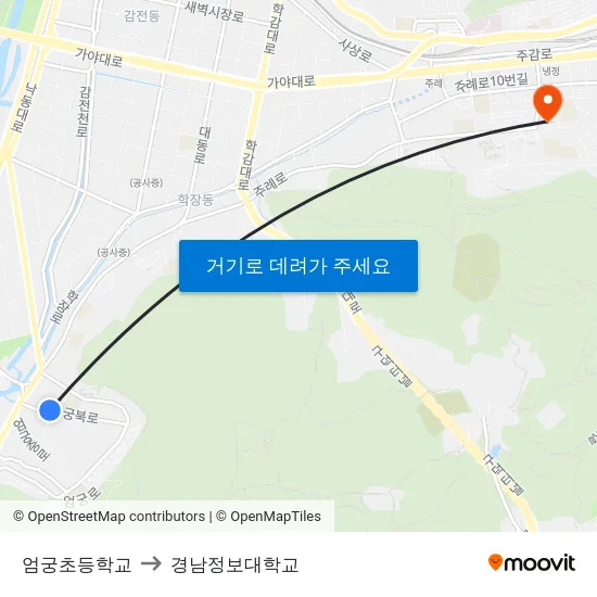 엄궁초등학교 to 경남정보대학교 map