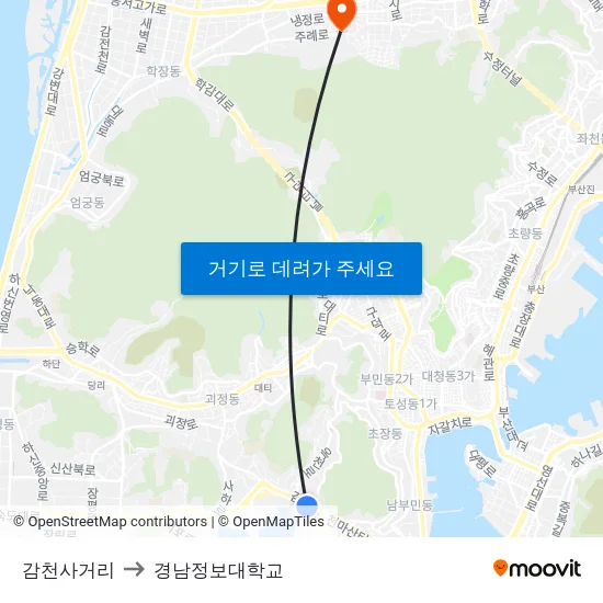 감천사거리 to 경남정보대학교 map