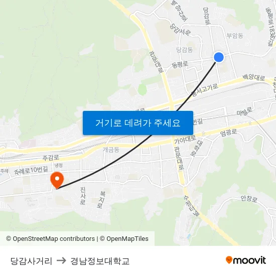 당감사거리 to 경남정보대학교 map