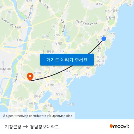 기장군청 to 경남정보대학교 map