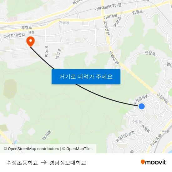 수성초등학교 to 경남정보대학교 map