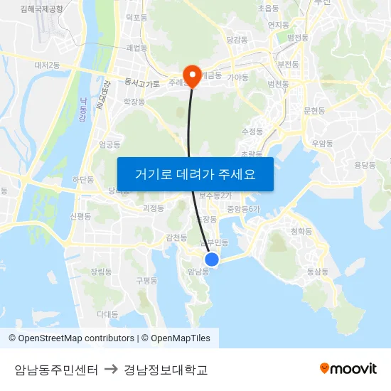 암남동주민센터 to 경남정보대학교 map