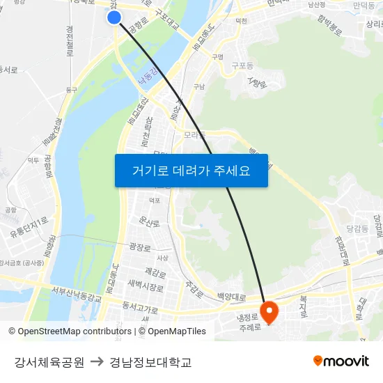 강서체육공원 to 경남정보대학교 map
