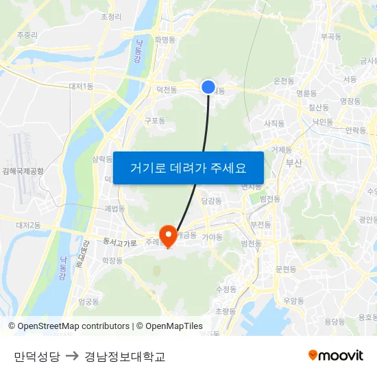 만덕성당 to 경남정보대학교 map