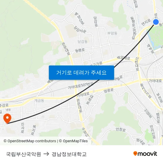 국립부산국악원 to 경남정보대학교 map