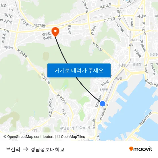 부산역 to 경남정보대학교 map
