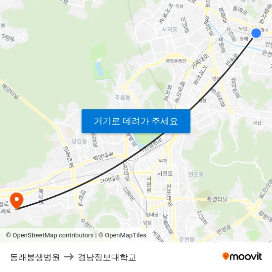 동래봉생병원 to 경남정보대학교 map