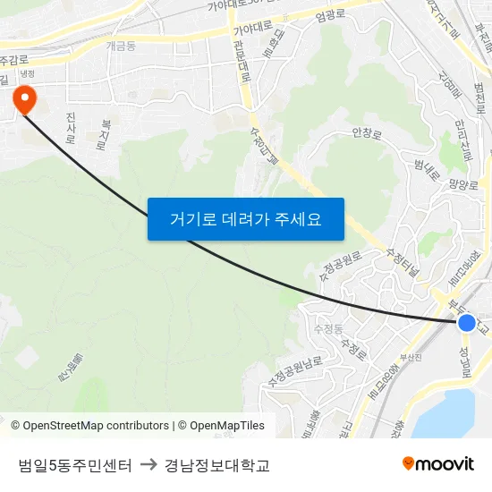 범일5동주민센터 to 경남정보대학교 map
