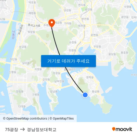 75광장 to 경남정보대학교 map