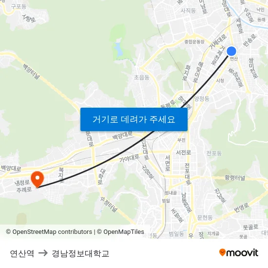 연산역 to 경남정보대학교 map