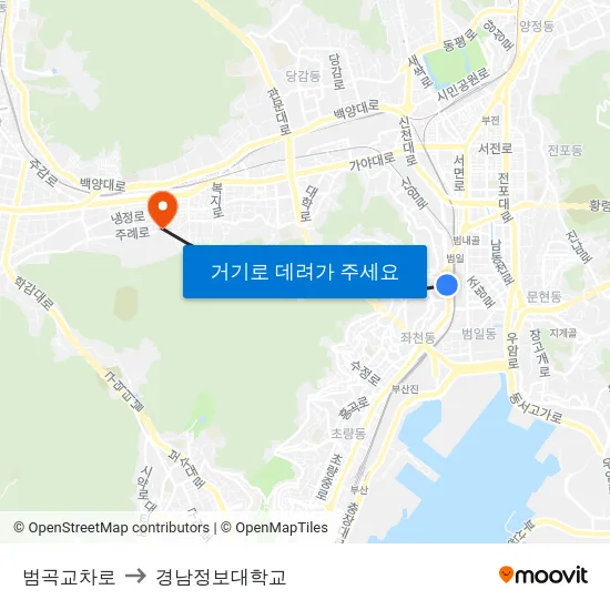 범곡교차로 to 경남정보대학교 map