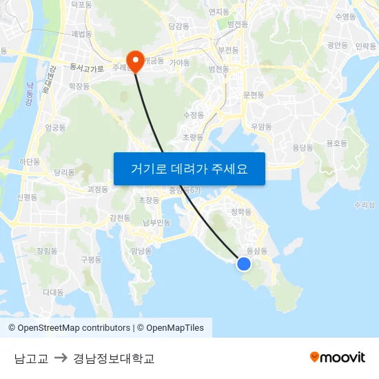 남고교 to 경남정보대학교 map