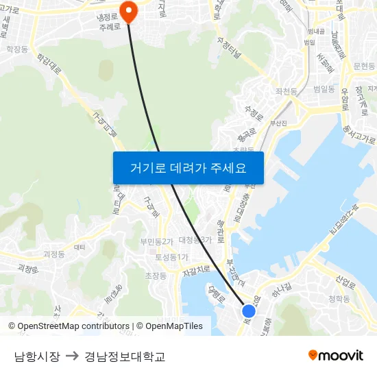 남항시장 to 경남정보대학교 map