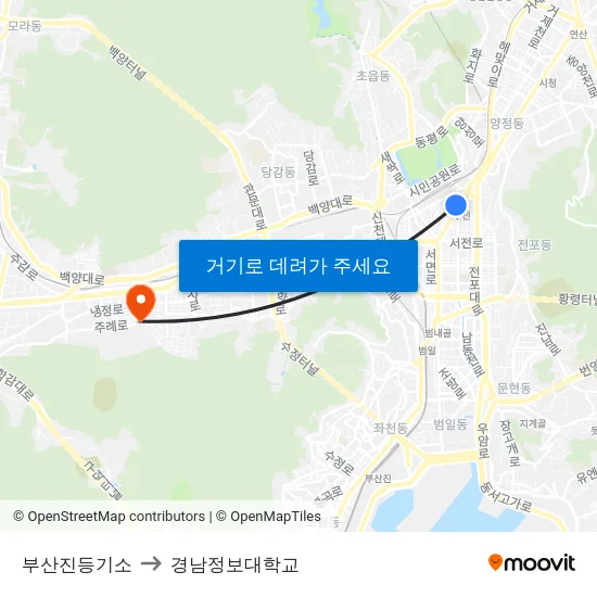 부산진등기소 to 경남정보대학교 map