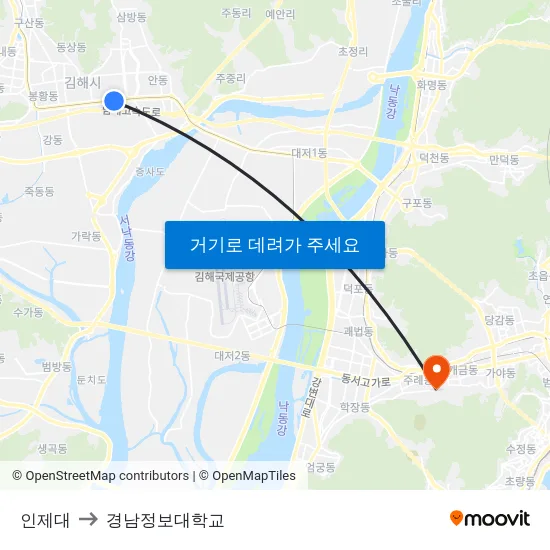 인제대 to 경남정보대학교 map