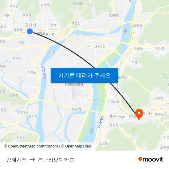 김해시청 to 경남정보대학교 map