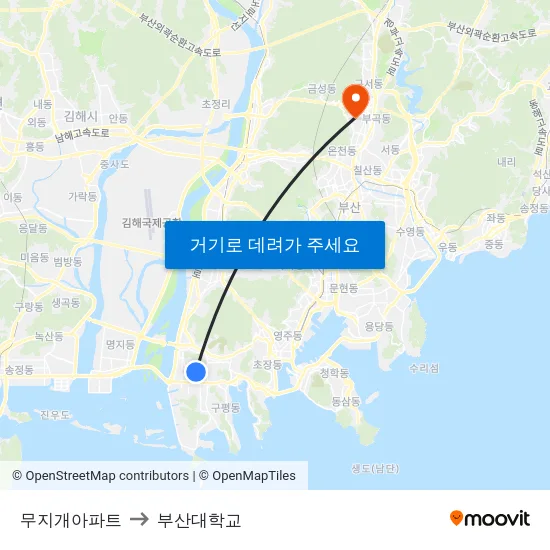 무지개아파트 to 부산대학교 map