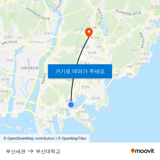 부산세관 to 부산대학교 map